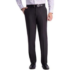 NWT Haggar Stretch Wrinkle-Free Flat-Front Dress Pants Charcoal Gray 30 in 30